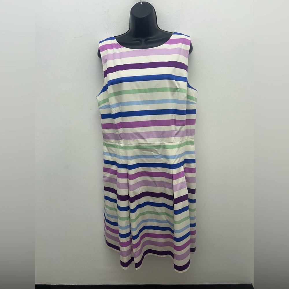 Talbots Multicolor Striped Midi Dress with Pockets